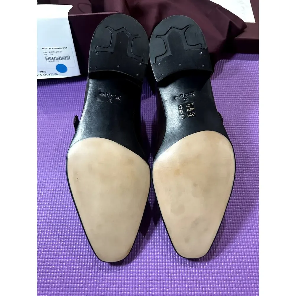 New John Lobb Chapel Double Monk Strap Shoes Dark Brown Museum Calf UK 11 US 12